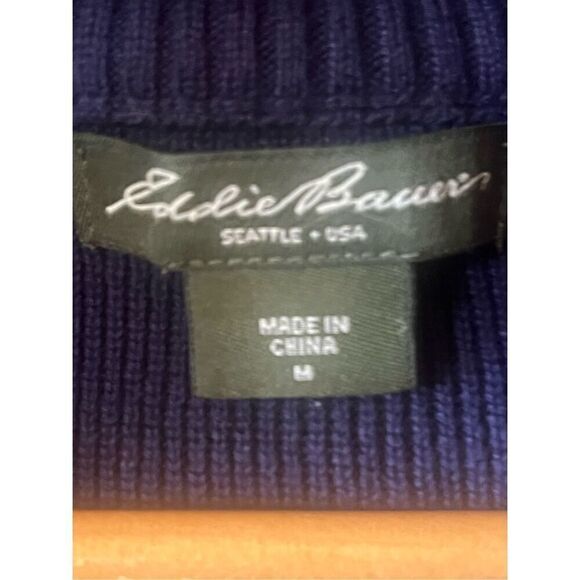 Eddie Bauer Zip Front Gray 100% Cotton Ski Sweater Sz‎ M - Picture 4 of 5